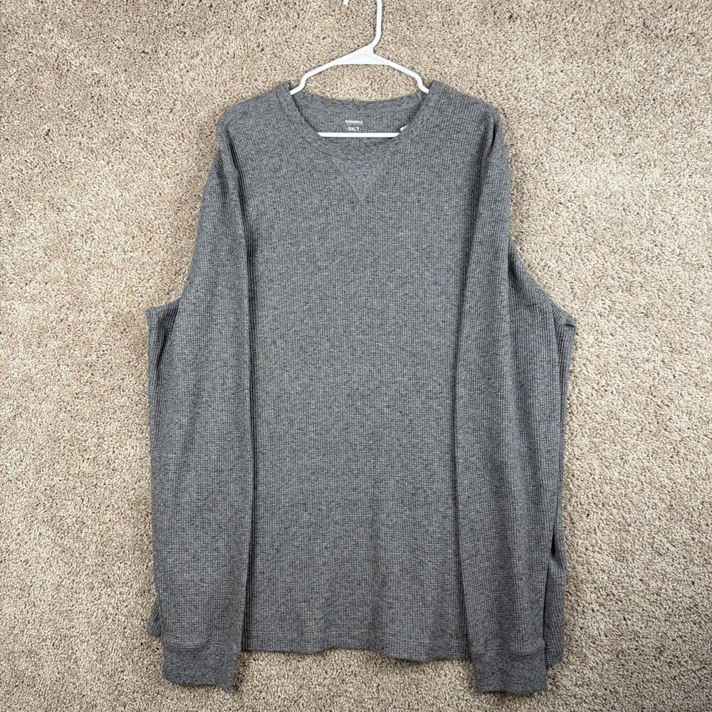 Sonoma Mens 3XLT Gray Waffle Knit Thermal Long Sleeve Crew Neck Shirt